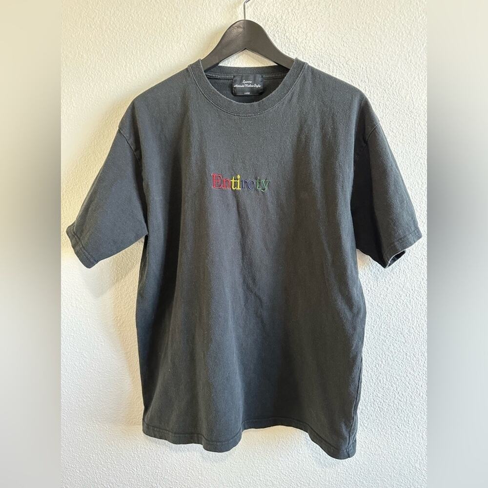 Spinns Attitude Makes Style Entirety Logo Print T-Shirt Made in Japan Size L
